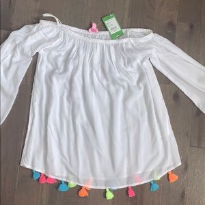 White Off-the-Shoulder Lilly Pulitzer Shirt